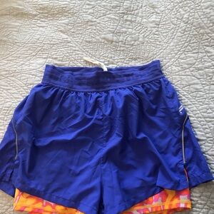 Fabletics Blue and Orange Athletic Shorts
